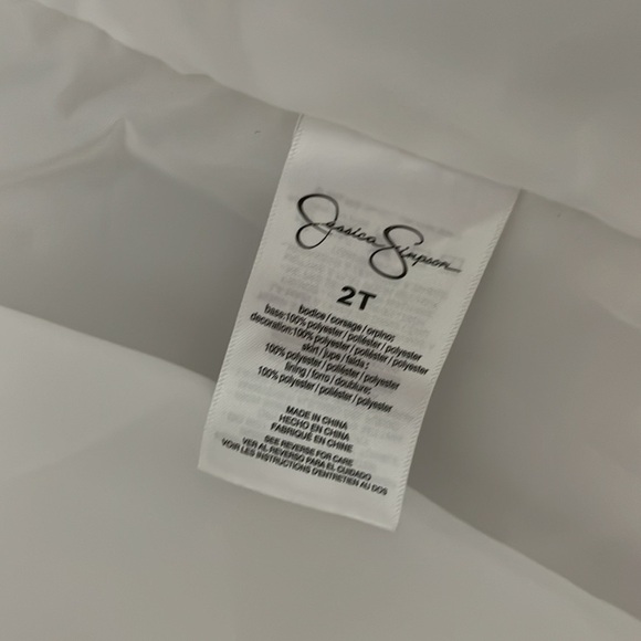 NWOT Elegant White Dress with Sheer Overlay Flower girl wedding baptism dress - Picture 7 of 9